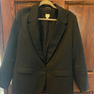 Navy and gold Pindot Single-Button Blazer